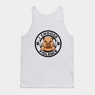 I Choose Violence Today Irony And Sarcasm Funny Capybara Tank Top